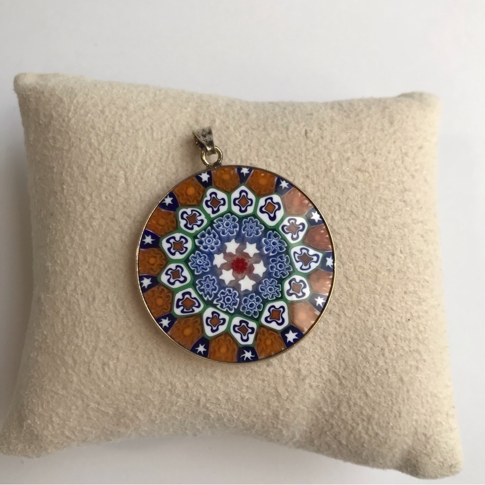 AMV Antica Murrina Murano Millefiori 925 Vermeil Round Pendant